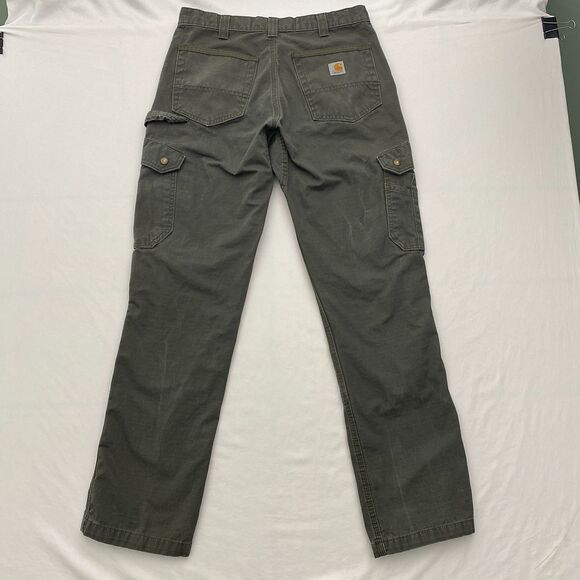 Carhartt Cargo Pants Relaxed Fit Ripstop Cotton Mens 32x34 Gray Workwear B342 - Picture 2 of 12